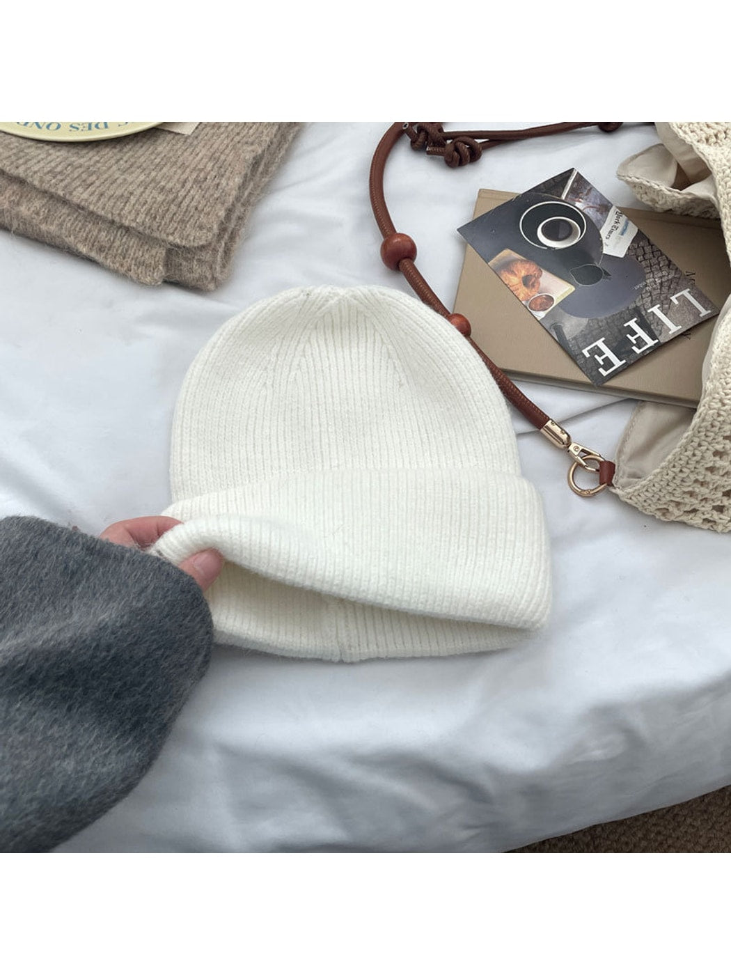 Haila - Minimal Solid Color Brimless Knit Beanie Hat