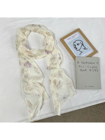Scarvii - Elegant Light-hued Floral Print Scarf