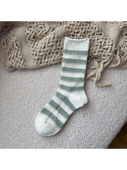Rufia - Striped Speckled Casual Crew Socks
