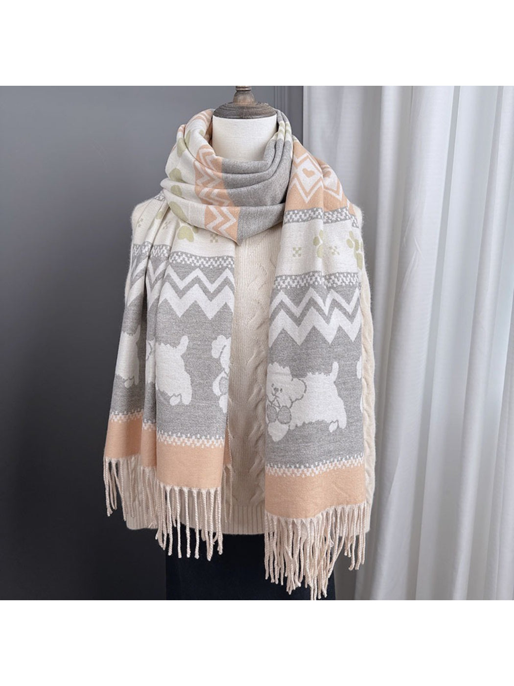 Scarvii - Sweet Puppy Knit Tassel Scarf