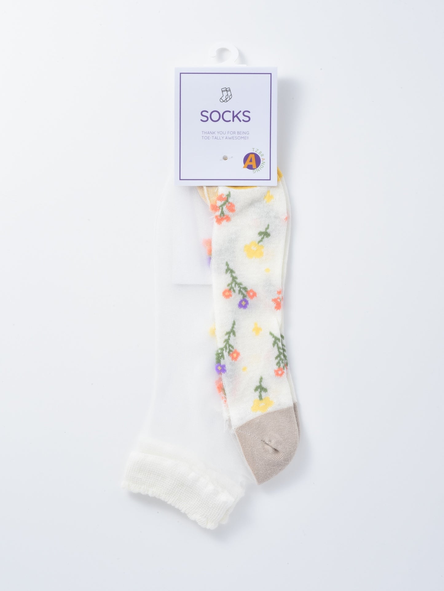 Rufia - Soft Floral Pattern Lightweight Crew Socks