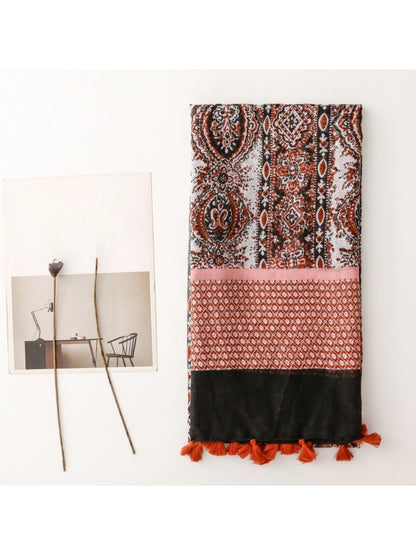 Scarvii - Contrast Panel Tassel Scarf