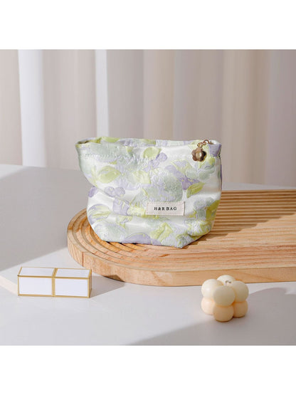 Cosbai - Floral Cosmetic Storage Handheld Pouch Bag