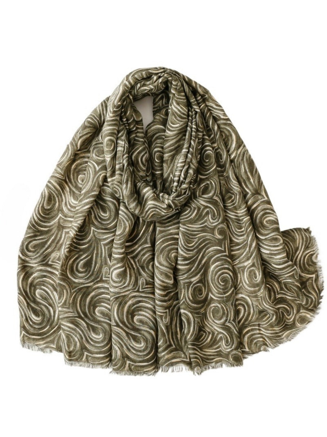 Scarvii - Classic Scarf & Shawl with Gold Foil Wavy Pattern