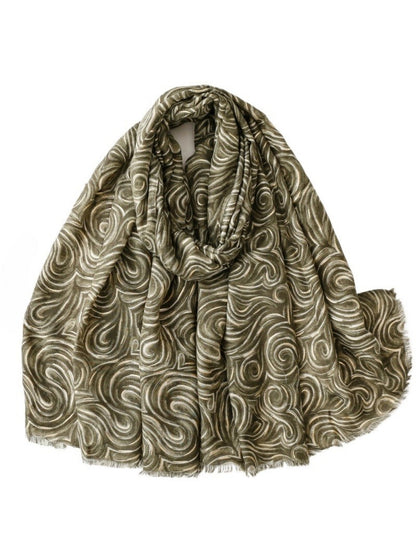Scarvii - Classic Scarf & Shawl with Gold Foil Wavy Pattern