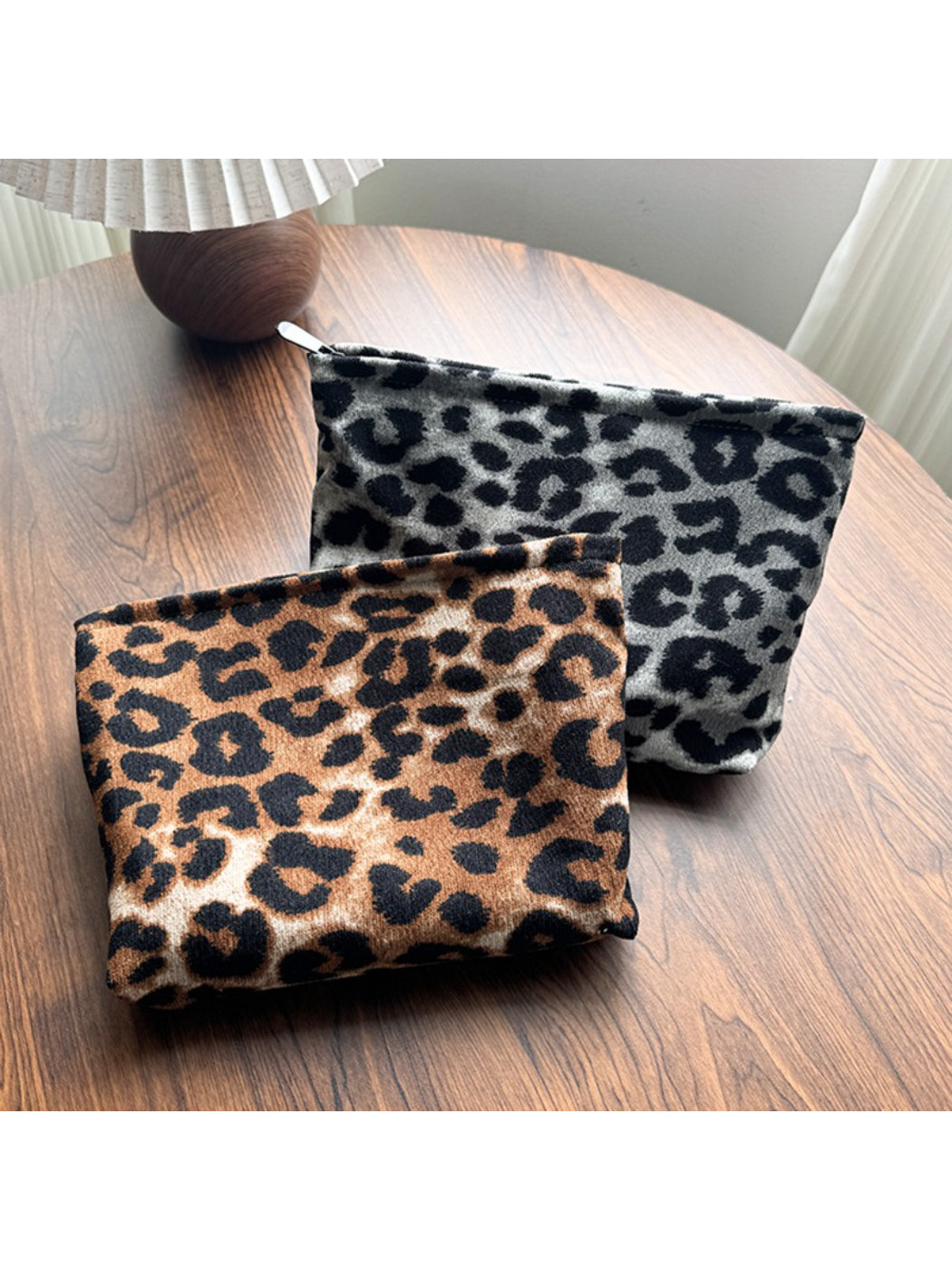Close-up of leopard print fabric texture on Cosbai flat Travel Pouch