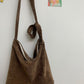 Cosbai - Vintage Solid Corduroy Shoulder Bag