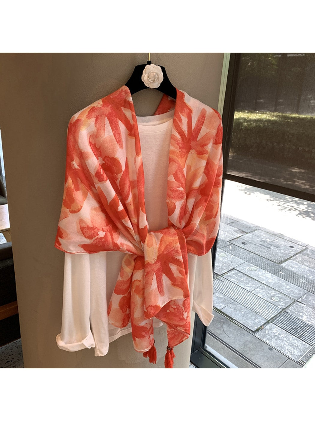 Scarvii - Floral Print Rectangular Fashion Scarf