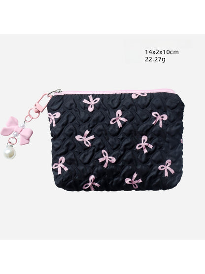 Cosbai - Bow Detail Bucket and Pouch Storage Bag