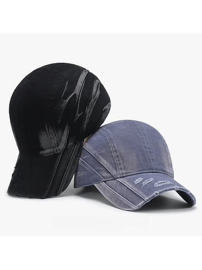Haila - Distressed Adjustable Curved Brim Baseball Cap