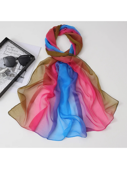 Scarvii - Gradient Color Block Sheer Scarf