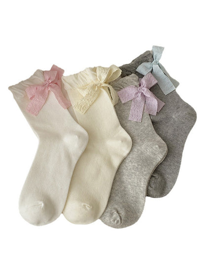 Rufia - Quarter-Calf Socks With Lace Bow– Sweet & Chic