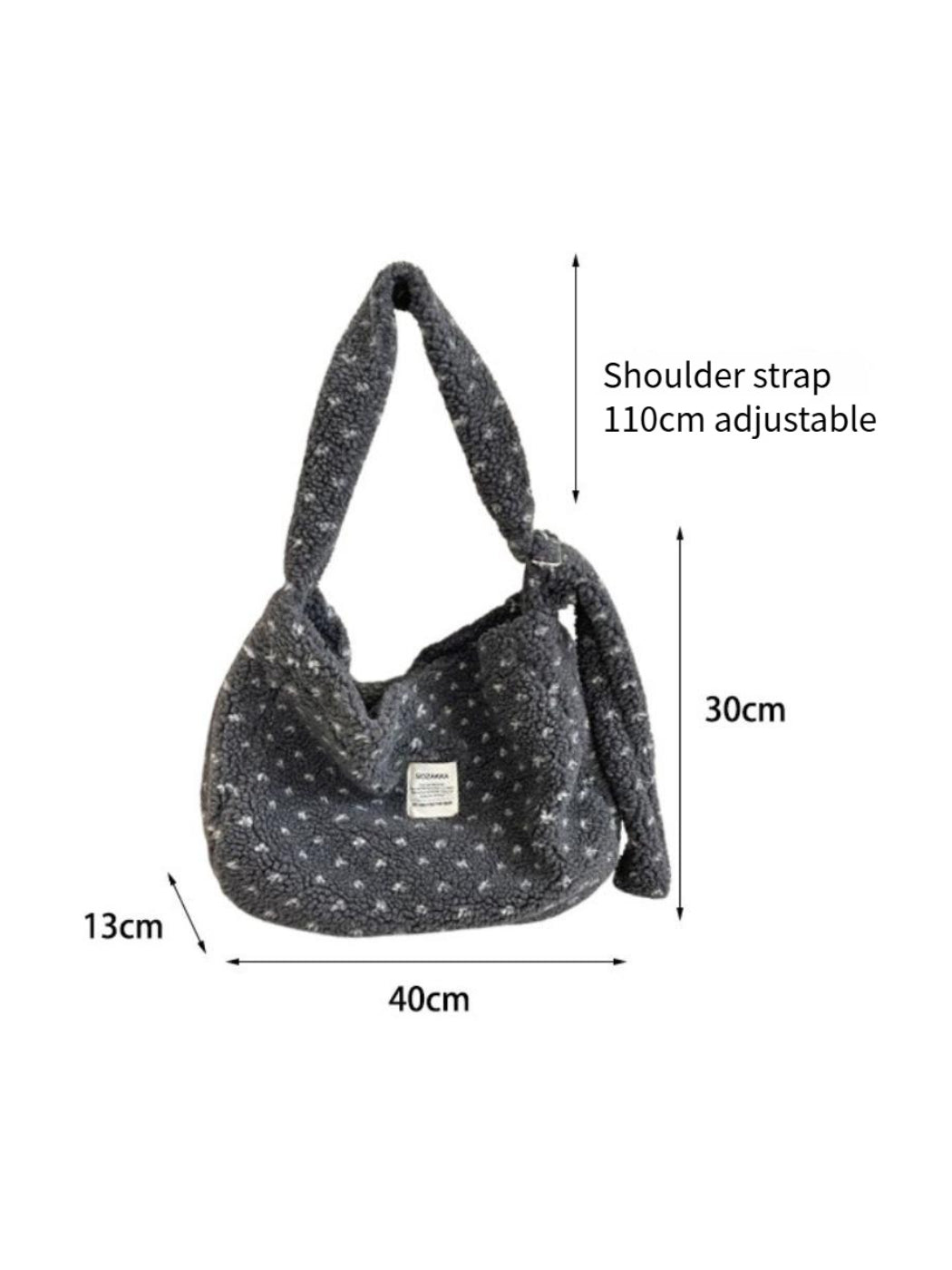 Cosbai – Plush Heart Printed Crossbody Shoulder Bag
