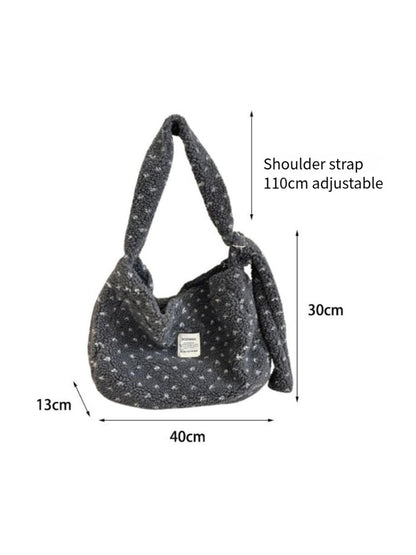 Cosbai – Plush Heart Printed Crossbody Shoulder Bag