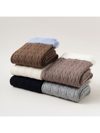 Rufia - Contrast Cuff Textured Casual Crew Socks