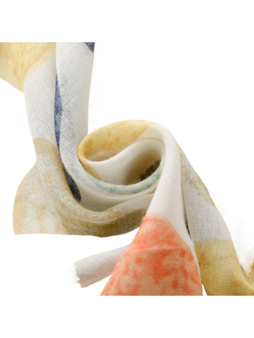 Scarvii scarf draped over shoulder highlighting soft fabric and colorful dots