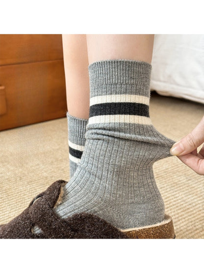 Rufia - Warm Breathable Mid-Calf Striped Socks