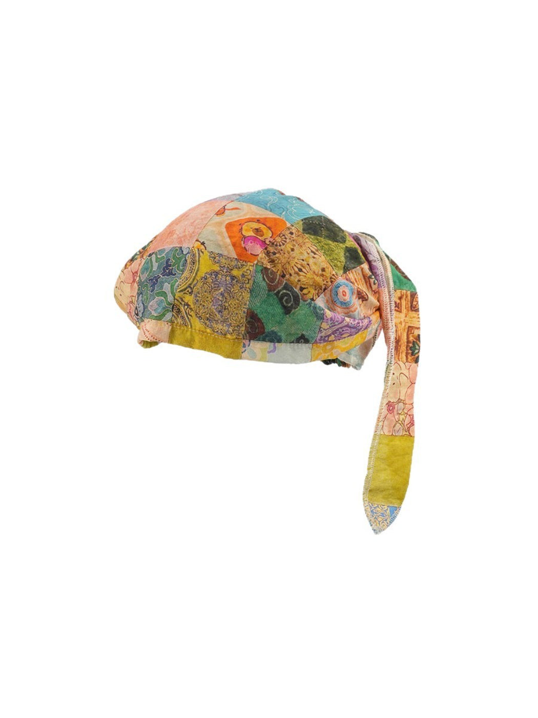 Scarvii sheer tie headscarf folded to display full retro pattern and colors