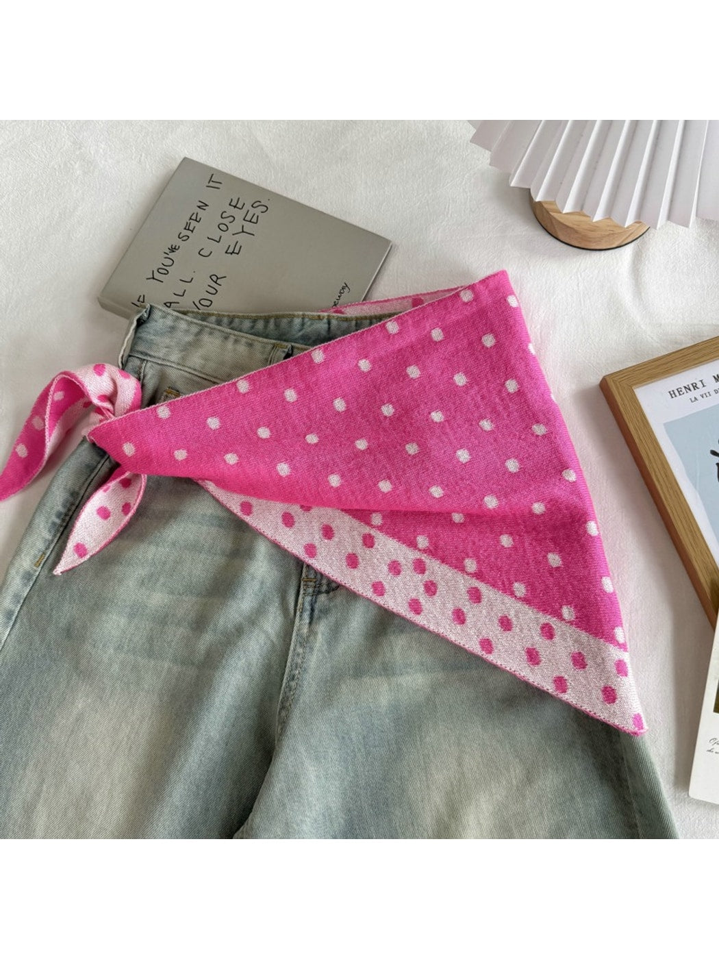 Scarvii - Polka Dot Color Block Triangle Bandana