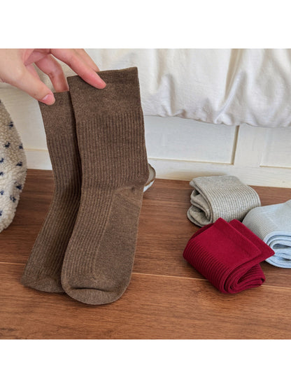 Rufia - Solid Ribbed Everyday Crew Socks