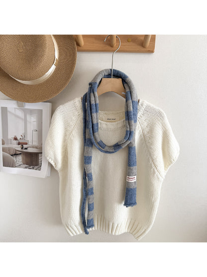 Scarvii - Soft Striped Knit Narrow Scarf