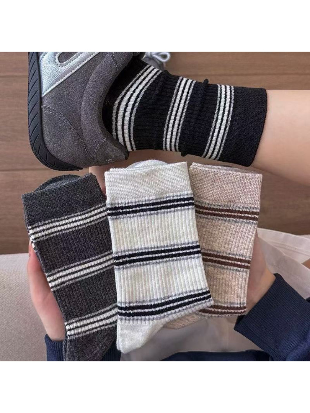 Rufia - Classic Stripe Ribbed Crew Socks product image 1