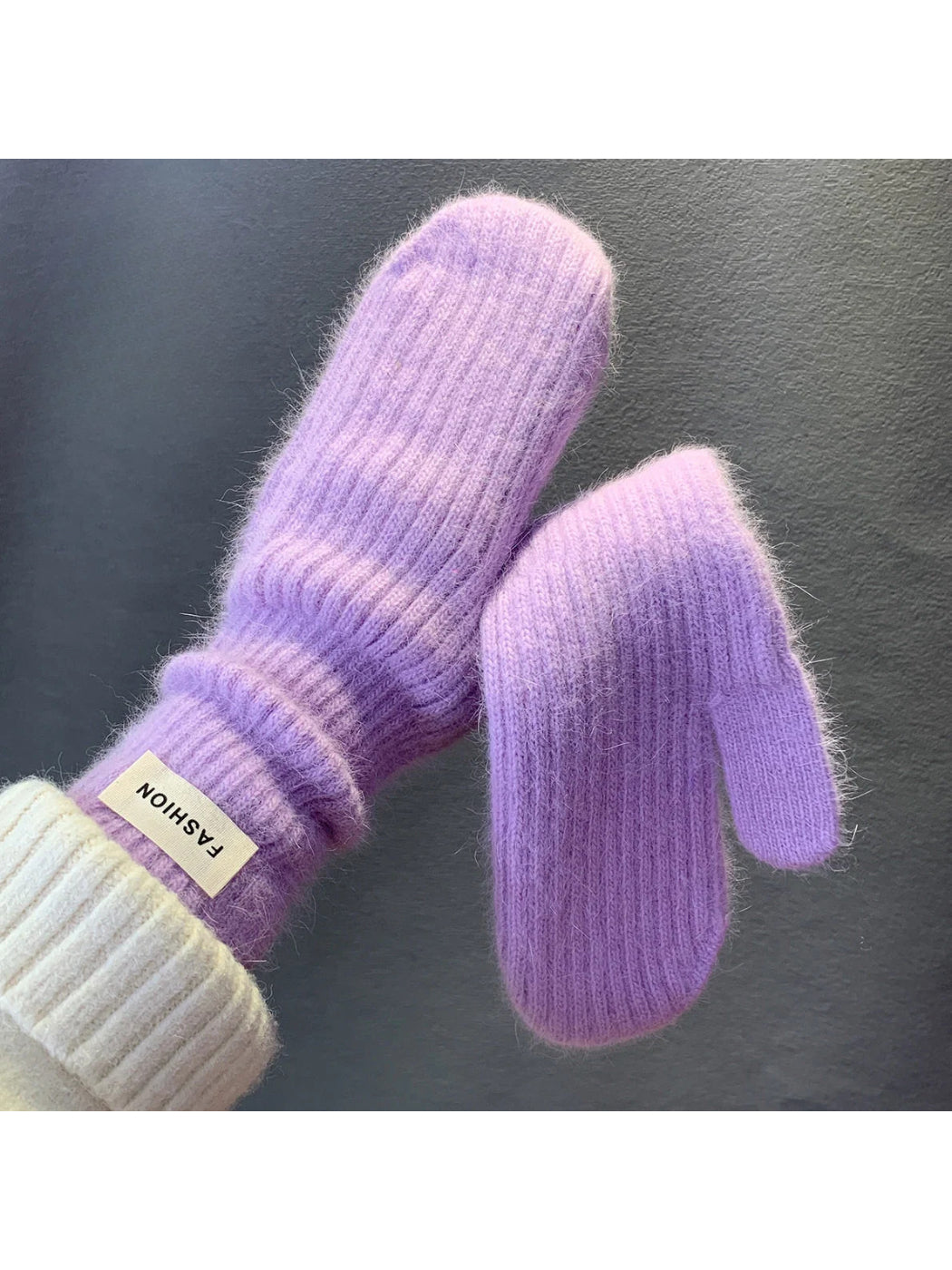 Gloving - Fuzzy Rib-Knit Cuff Mittens