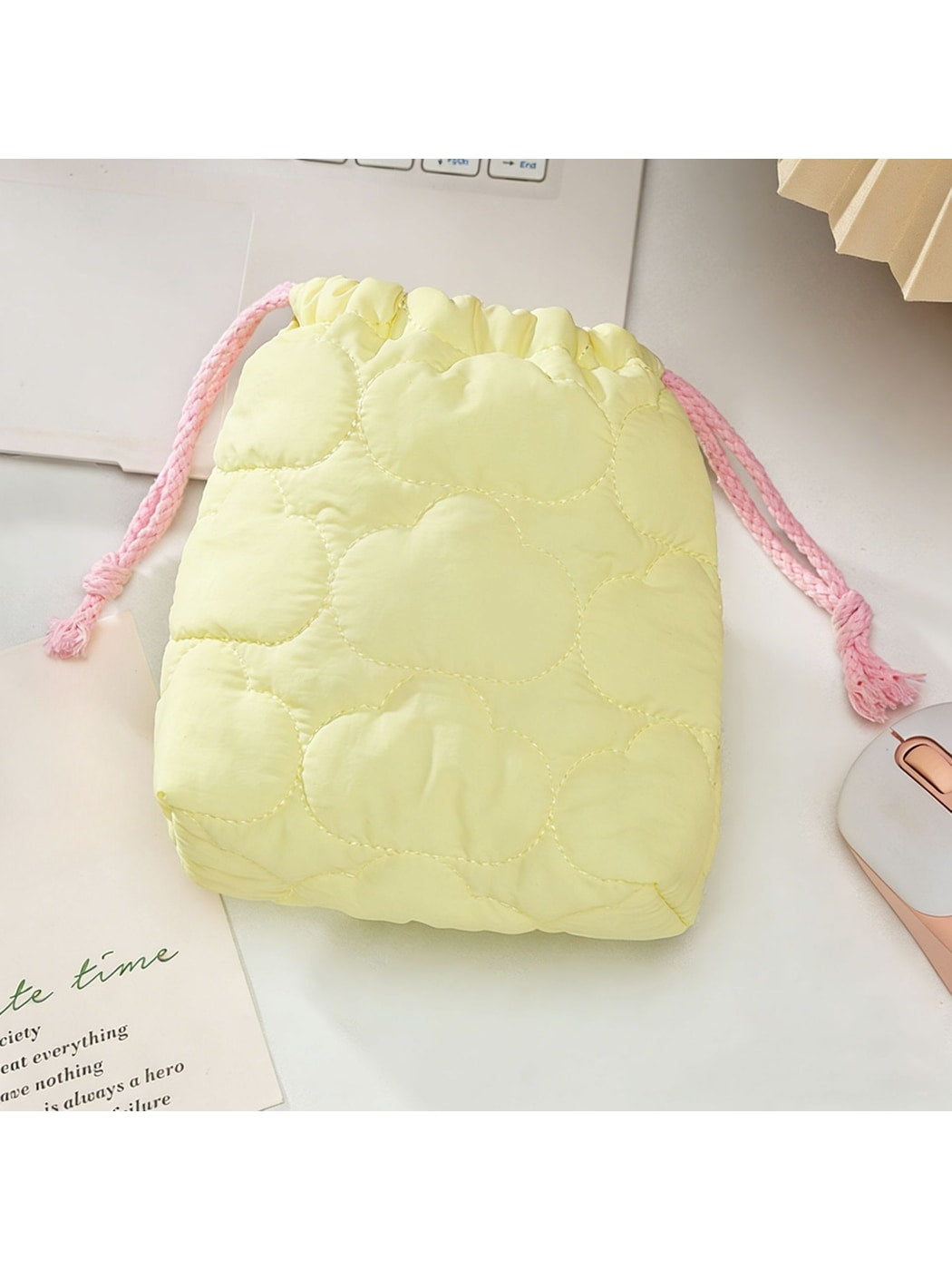 Cosbai - Quilted Drawstring Storage Pouch Bag