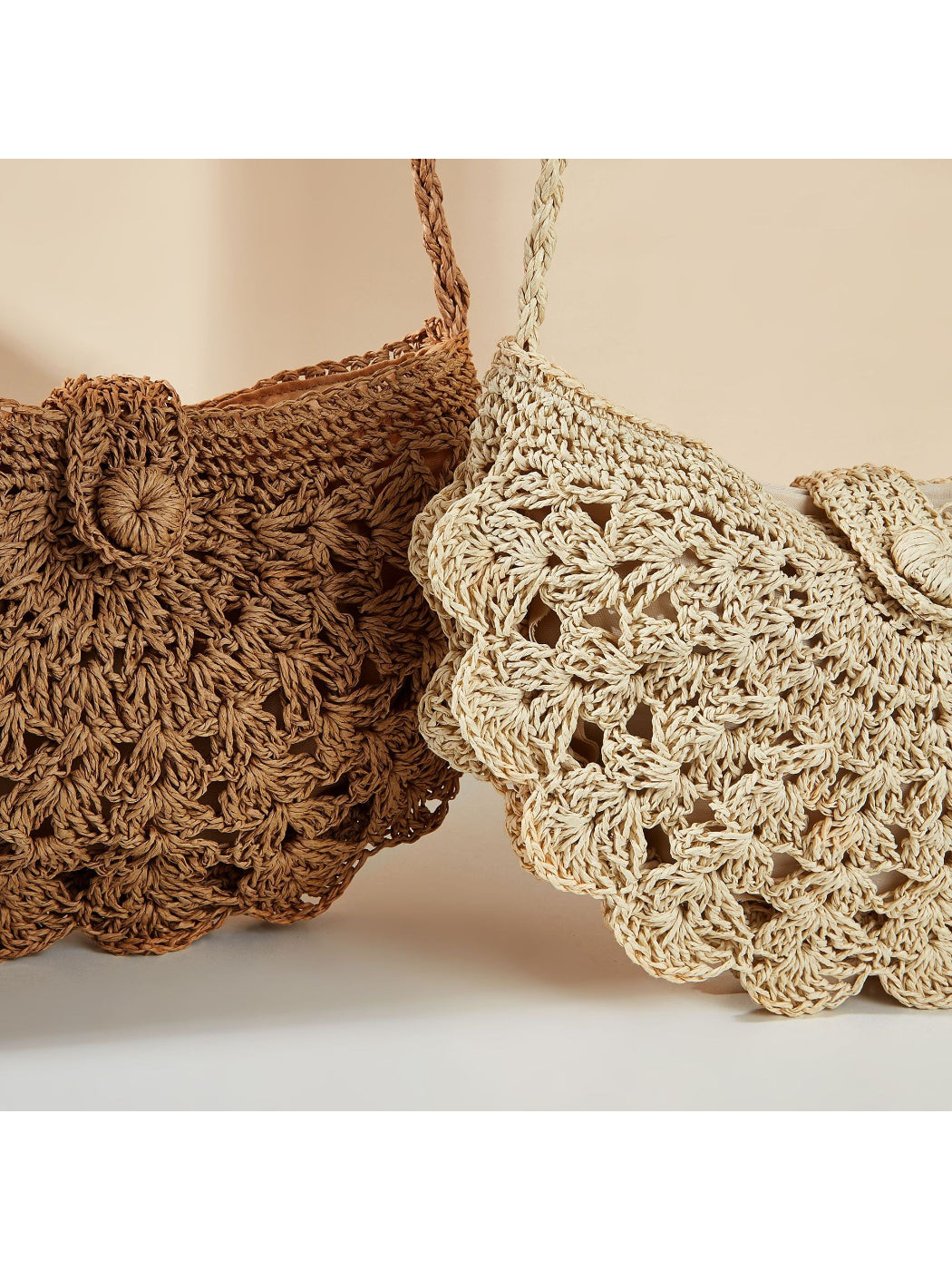 Cosbai Boho shell shape crossbody bag angled to show front and strap details