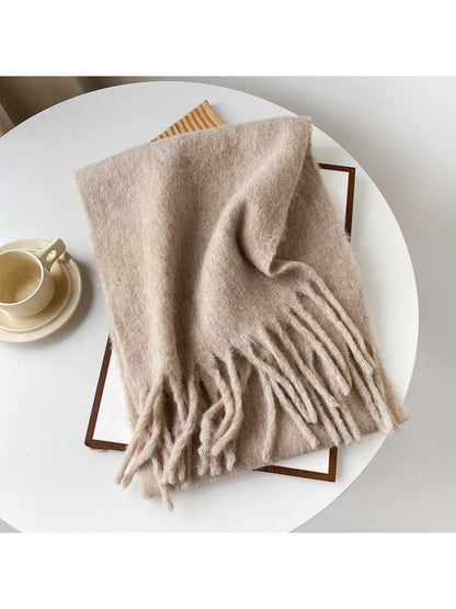 Scarvii - Brushed Solid Color Fringe Scarf