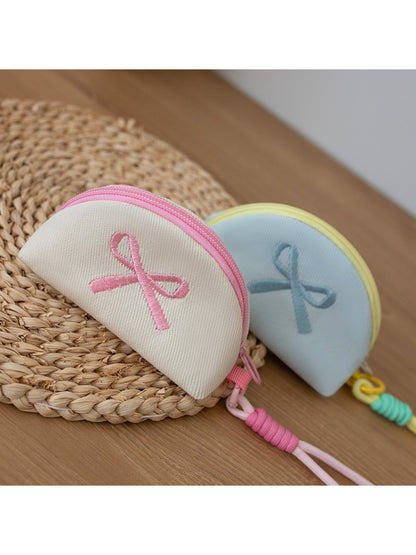 Cosbai - Pastel Bow Half-Moon Coin Pouch