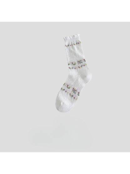 Rufia - Floral Mesh Ruffle Crew Socks product image 2