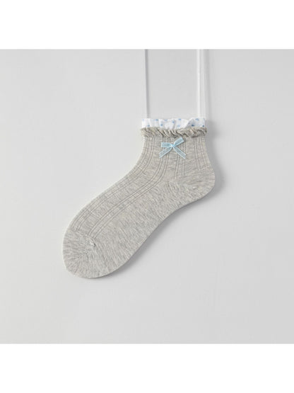 Rufia - Sweet Ruffle Trim Bow Detail Ankle Socks