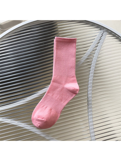 Rufia - Solid Ribbed Knit Crew Socks