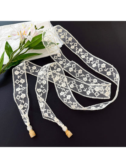 Scarvii - Romantic Floral Lace Long Narrow Scarf