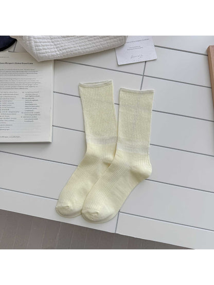 Rufia - Solid Color Crew Socks for Women