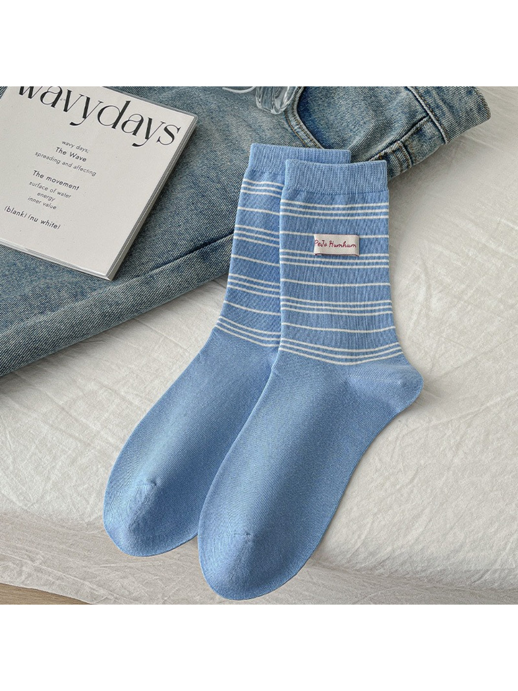 Rufia - Pinstripe Ribbed Crew Socks