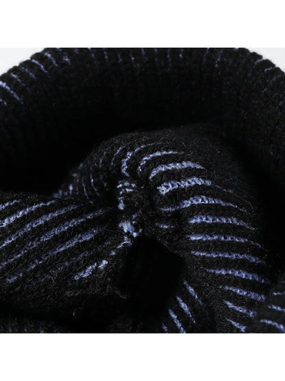 Haila - Contrast-Thread Ribbed Cuffed Knit Beanie