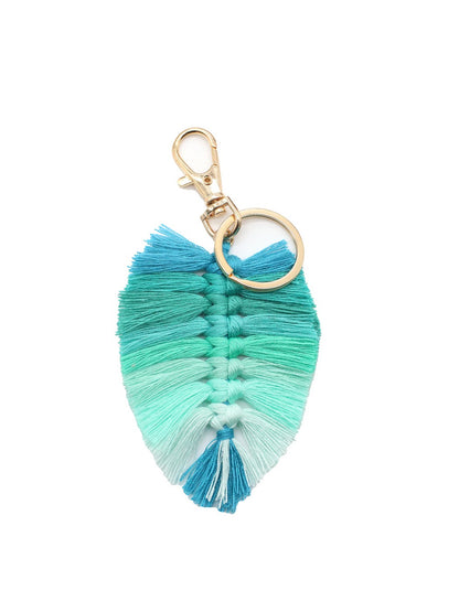 Koco Leaf Shaped Keychain with Tassel color options including Beige, Pink, Green