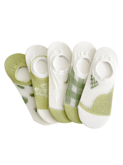 Rufia - Green Tone Pattern Low Ankle Socks