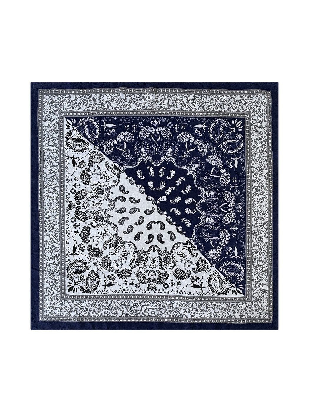 Scarvii - Colorblock Paisley Print Square Scarf