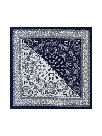 Scarvii - Colorblock Paisley Print Square Scarf