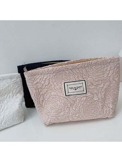 Cosbai - Rose Pattern Textured Cosmetic Pouch