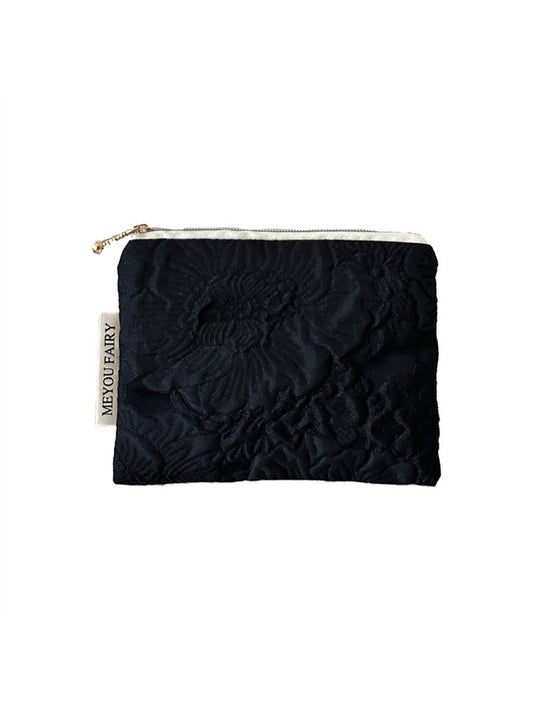 Cosbai - Textured Floral Mini Storage Zipper Bag
