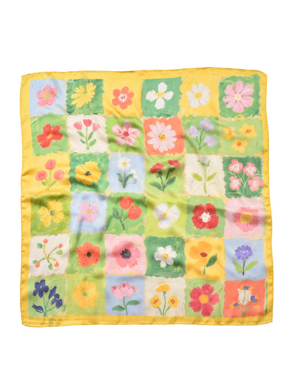 Scarvii - Romantic Floral Panel Border Print Scarf