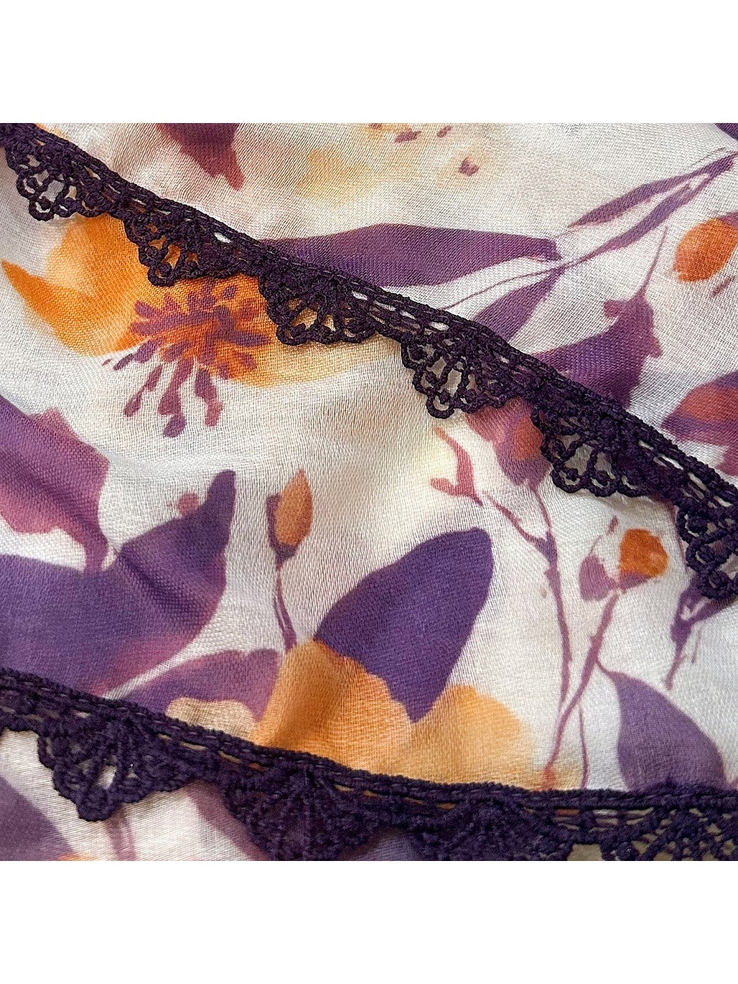 Scarvii - Purple Floral Lace Summer Wrap Scarf
