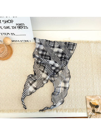 Scarvii - Plaid Ruffle Edge Triangle Scarf