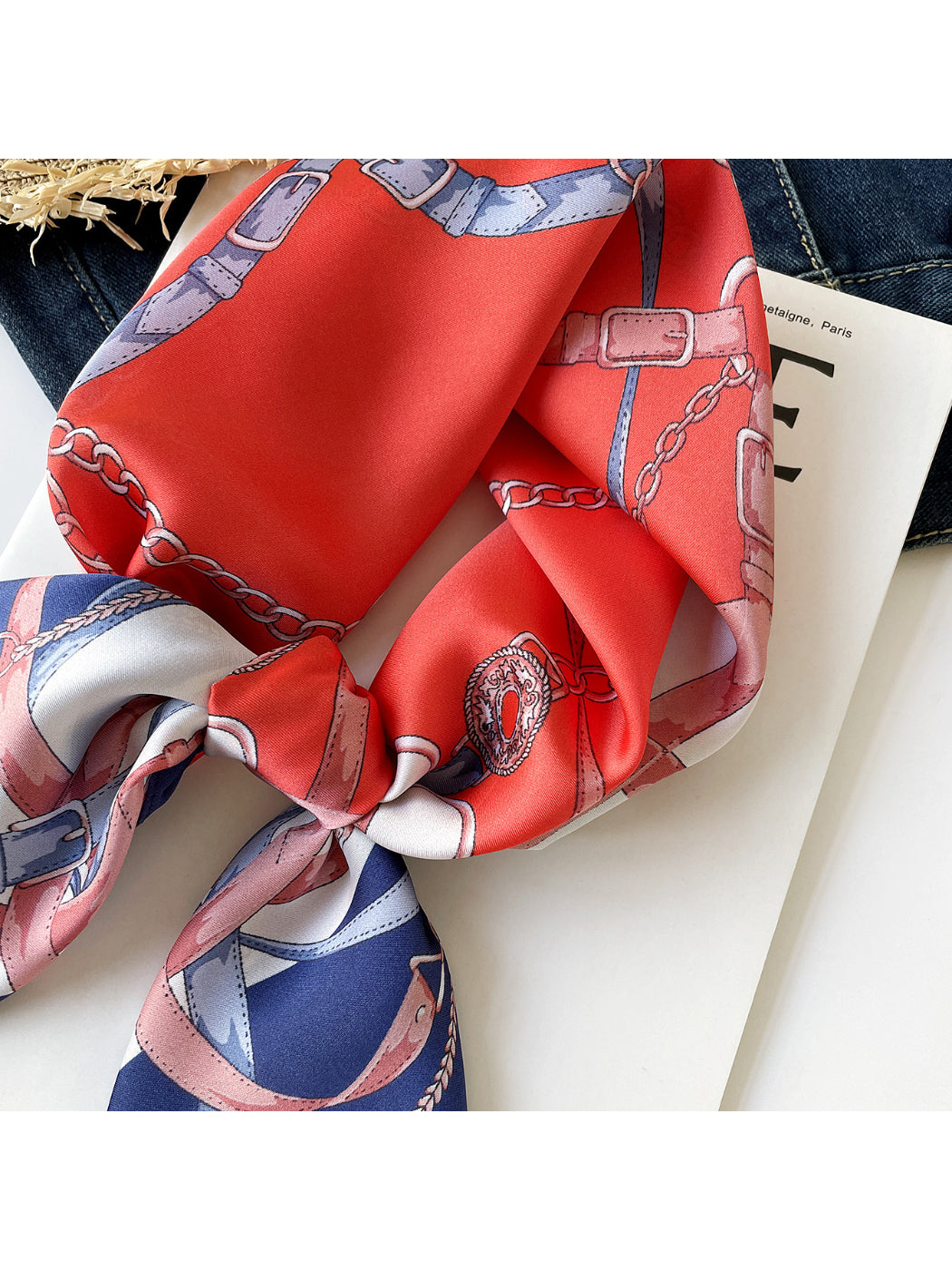 Scarvii - Buckle Print Square Scarf
