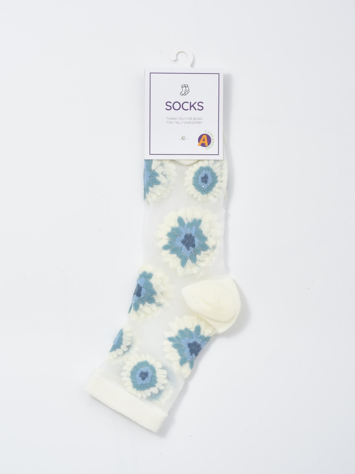 Rufia - Sheer Floral Motif Crew Socks