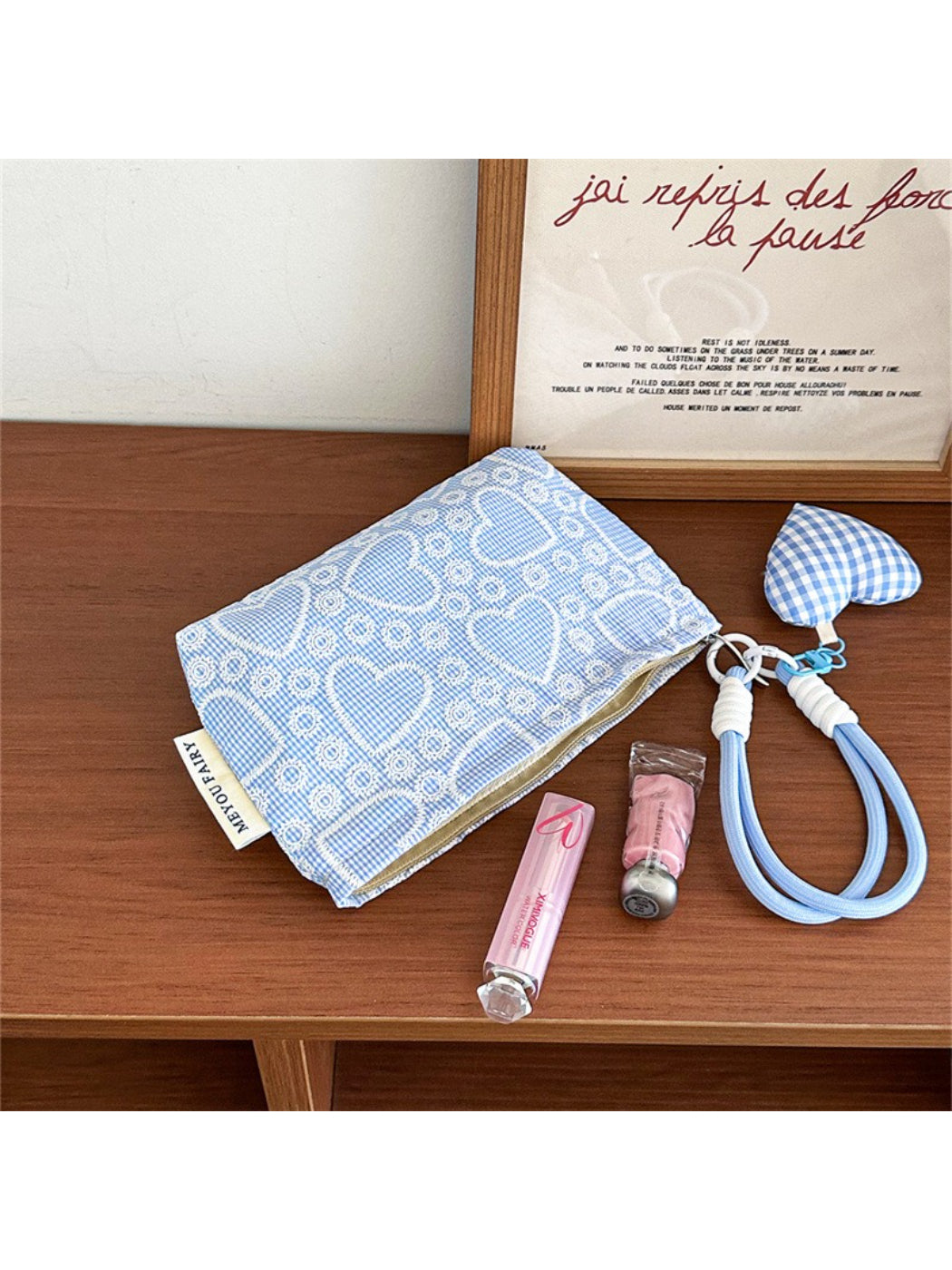 Cosbai Heart Embroidered Makeup Pouch product image